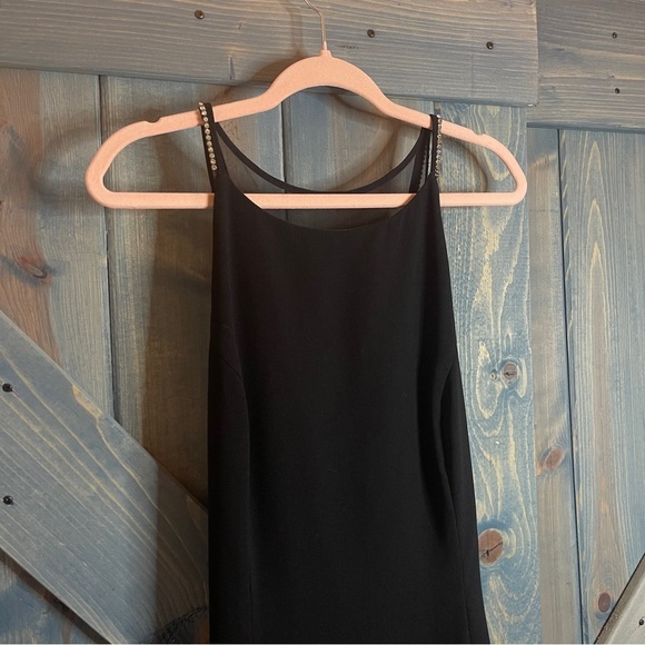 90s Vintage Black Sheath Halter Maxi Dress Size 14 - Picture 2 of 10